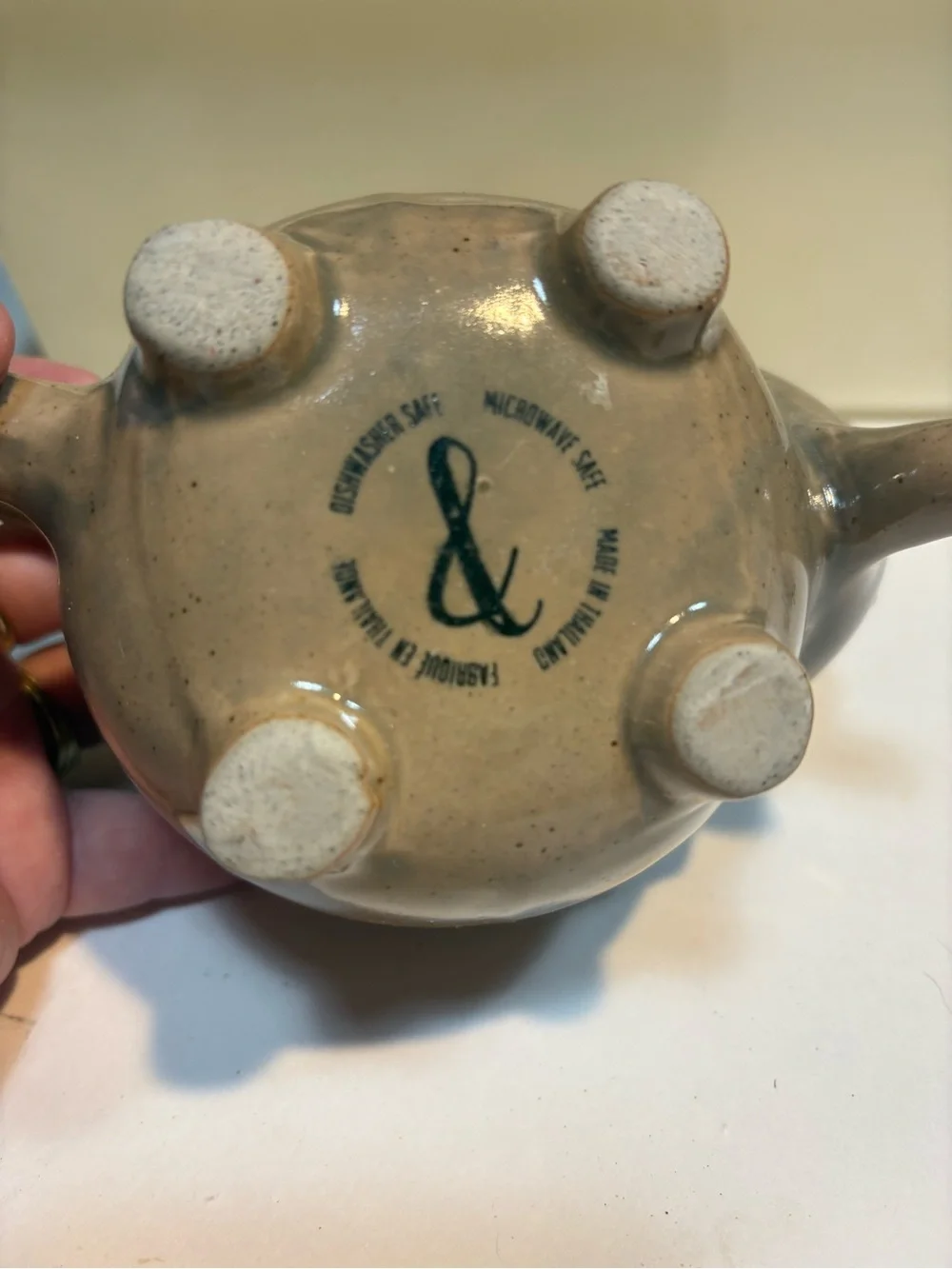 retired Urban Outfitters ceramic elephant mug speckled brown glaze trunk handle